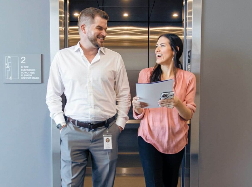 Business Professionals in an Elevator